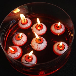 3 Eyeball Floating Halloween Candles, Halloween Party Decorations, Candle Decorations, Table Candles, Party Decorations, Halloween Decor image 1