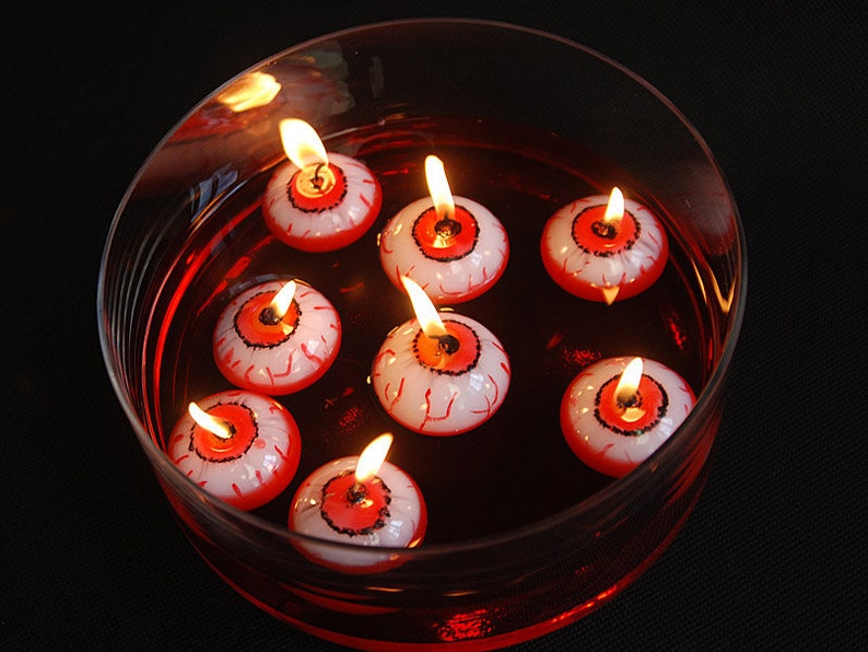 3 Eyeball Floating Halloween Candles, Halloween Party Decorations, Candle Decorations, Table Candles, Party Decorations, Halloween Decor image 1