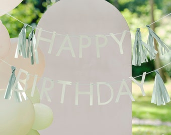 Sage Green Joyeux anniversaire Bunting, Décorations de fête, Fête d’anniversaire Bunting, Joyeux anniversaire, Décorations de fête,