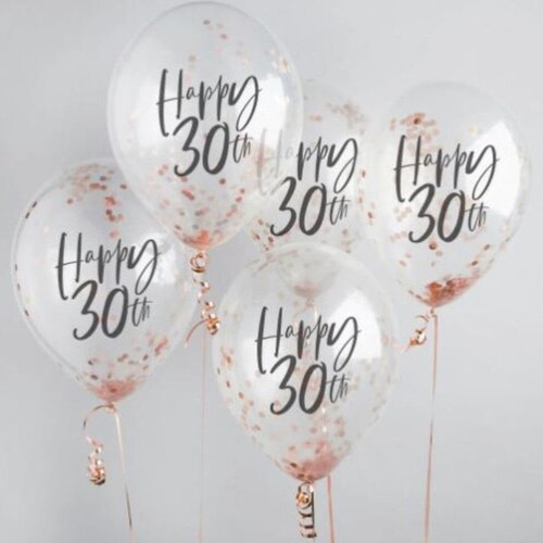 5 Gold Happy Birthday Confetti Balloons Gold Party Balloons - Etsy