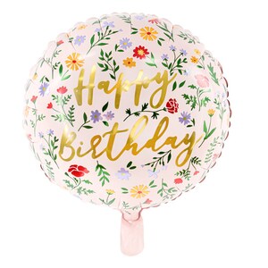 Pink Floral Happy Birthday Balloon, Party Balloons, Birthday Party Balloons, Flower Birthday Party, Birthday Party Decorations