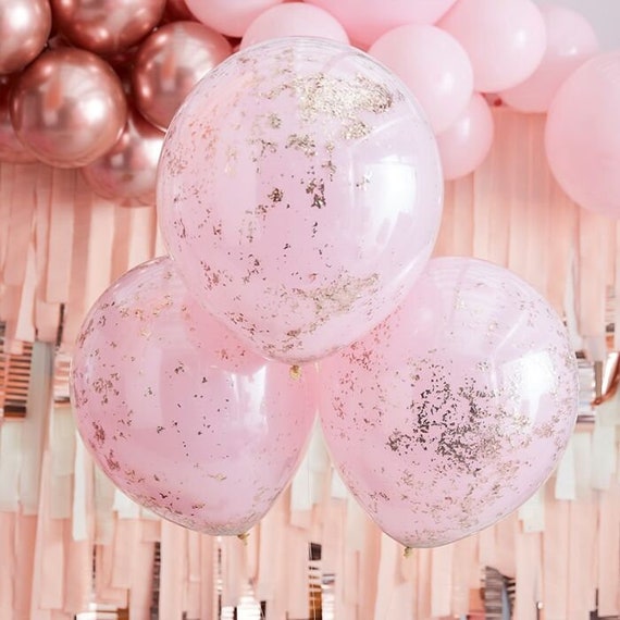 3 ballons confettis rose or rose, décorations de fête de poule, décorations  de fête danniversaire, décor de fête de enterrement de vie de jeune fille -   France