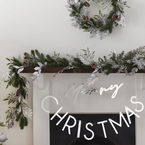 Guirlande de Noël en bois avec du gui, Décorations de Noël, Bruant