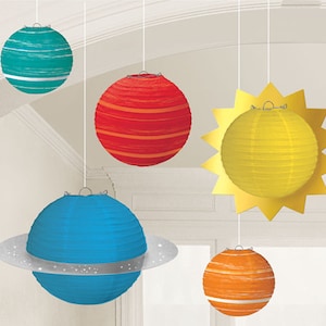 5 Space Party Hanging Planets Lanterns, Space Party Hanging Decorations, Space Party Decor, Space Decorations, Children's Space Party, 96cm