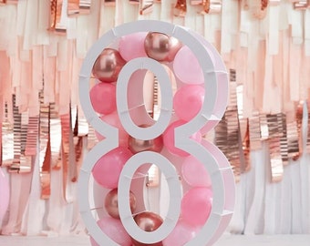 Rose Gold Balloon Number 8 Birthday Party Decoration, Birthday Party Balloon Centrepiece, Party Decorations