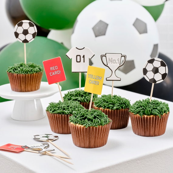 12 décorations de gâteau de football vaisselle de fête de 