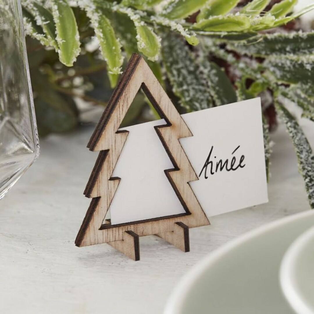 6 Wooden Christmas Tree Place Card Holders Christmas Place Etsy UK