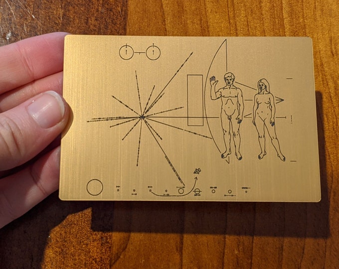 NASA Pioneer plaque sticker - Laser engraved. Great for decorating your laptop, notebook etc.