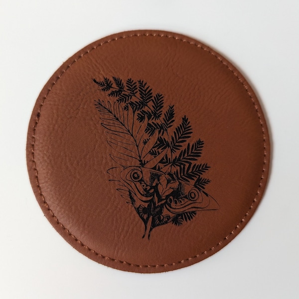 TLOU Elli's Tattoo coaster set - six vegan leatherette coasters, laser engraved