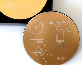 NASA Voyager Golden Record - Set of four/six coasters, exquisitely laser engraved on aluminium.