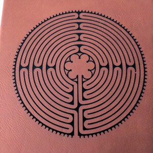 Labyrinth Notebook / Journal laser engraved on leatherette. Travel journal / diary.  Notre-Dame de Chartres Cathedral labyrinth.