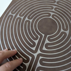 Finger Labyrinth - large labyrinth, laser engraved on soft leatherette &quot;vegan leather&quot;