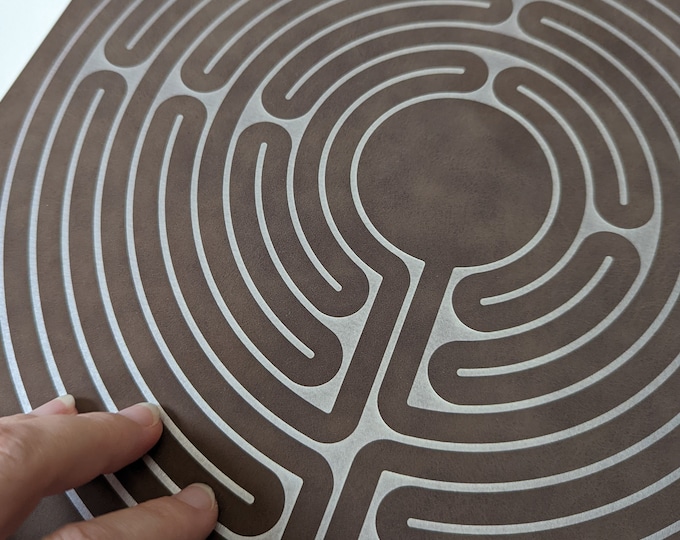 Finger Labyrinth - large labyrinth, laser engraved on soft leatherette "vegan leather"