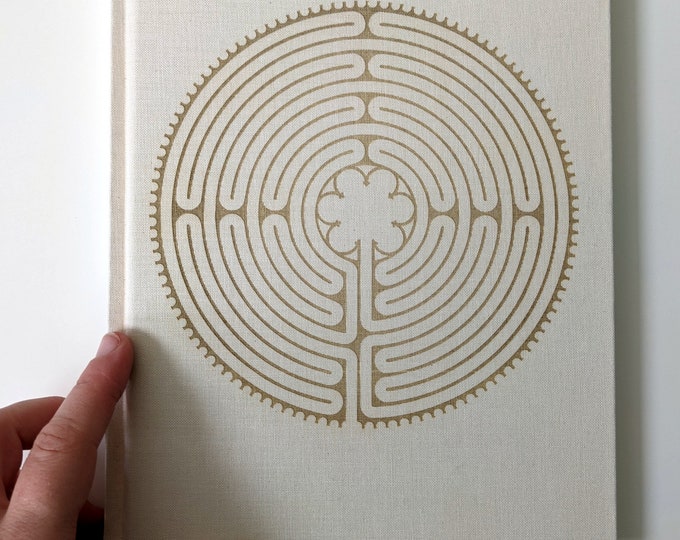 Clearance! Linen Labyrinth Notebook / Art Journal, laser engraved. B5, 100 GSM plain paper.  Notre-Dame de Chartres Cathedral labyrinth.