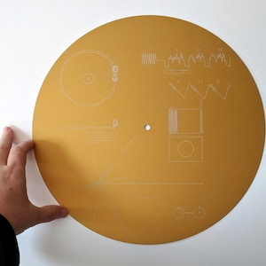 Voyager Golden Record Double sided metal full size replica - laser engraved, featuring the iconic cover and "Sounds of Earth"