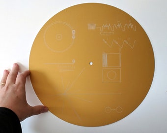 Voyager Golden Record Double sided metal full size replica - laser engraved, featuring the iconic cover and "Sounds of Earth"