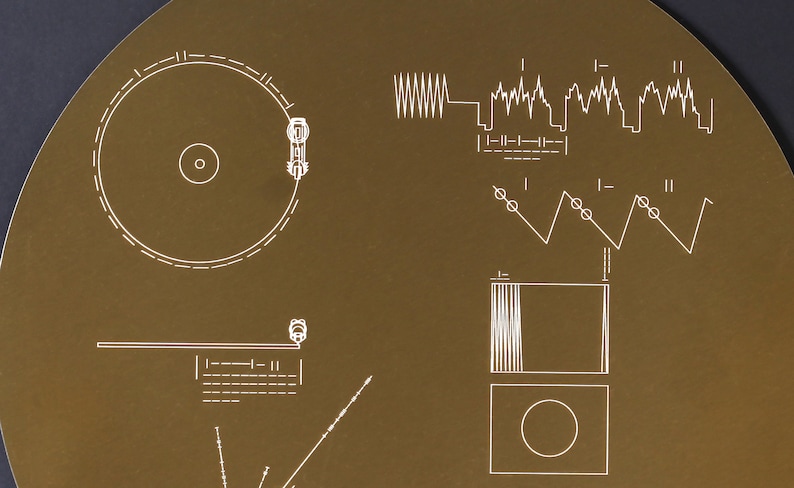 Full size metal replica of NASA Voyager Golden Record cover, laser engraved on aluminium. Celebrate the Voyager missions image 8