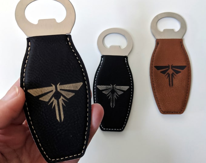 TLOU Fireflies Symbol Bottle Opener.  Laser engraved on leatherette. Magnetic