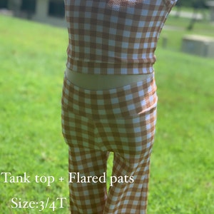 Kid’s outfit, 4way stretchy fabric, flared pants style