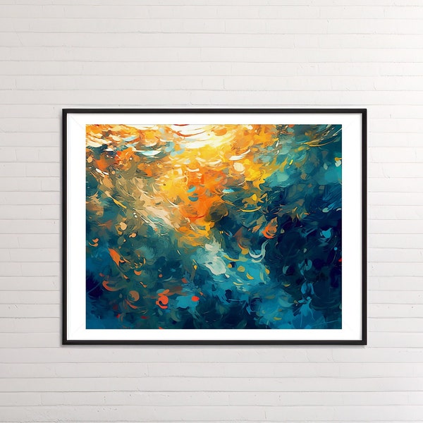 Undersea Water Modern Abstract Painting Digital Artwork, Wall Art for Home Decoration 5:4 Ratio 8x10 16x20 24x30 WA-053