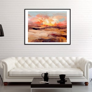 Unique and Striking Abstract Sunset Sea Digital Painting, Landscape Painting, Wall Art for Home Decor 5:4 Ratio 16x20 24x30 WA-043