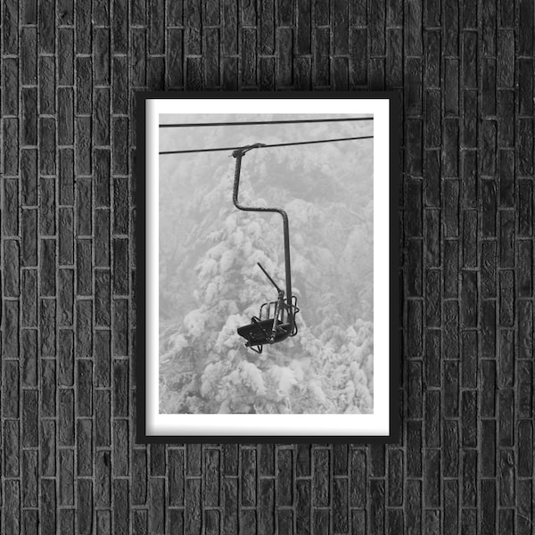 Mad River Glen Single Chair Ski Lift Black and White Ski Decor Wall Decor Art Prints Fine Art Photography 8x10 11x14 12x18 13x19 16x20