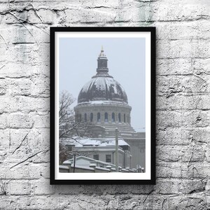 Naval Academy, Annapolis, Maryland Dome in the Snow Fine Art Photograph