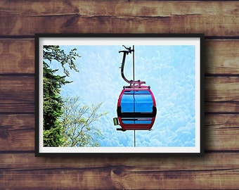 Summer Gondola Digital Art Print Wall Art Rustic Decor Cabin Decor 5x7 8x10 11x14