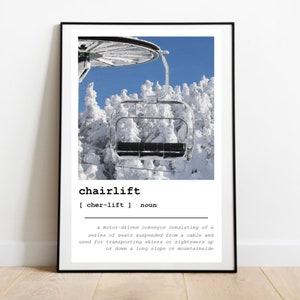 Ski Snowboard Chairlift Definition 11x17 Poster
