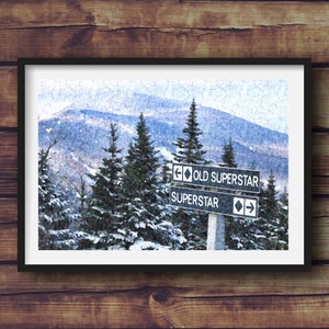 Killington, Vermont Ski Snowboard Trail Signs Digital Art Print Wall Art 8x10 11x14 16x20