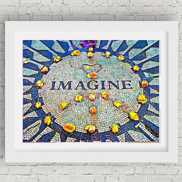 John Lennon Imagine New York Central Park Digital Art Print 8x10 11x14