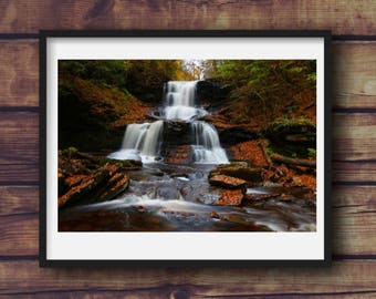 Autumn Waterfalls Fine Art Photography Ricketts Glen State Park 8x10 11x14 16x20