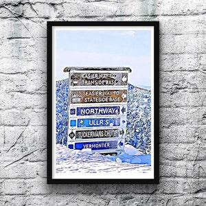 Jay Peak, Vermont Trail Sign Digital Art Print Wall Art 5x7 8x10 11x14