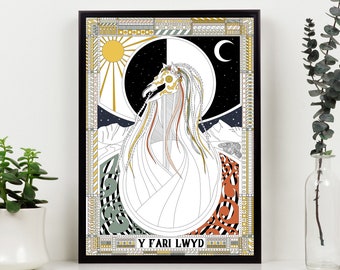 MARI LWYD | Y Fari Lwyd - Efa Lois Print | Welsh Spooky Folklore History Print Cymraeg