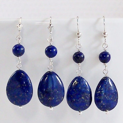 Blue Lapis Lazuli Earrings. Natural Turquoise Jewelry. - Etsy