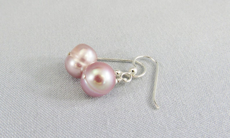 Blush Pink Freshwater Pearl Jewelry Single Pink Pearl Dangle Earrings Sterling Silver Classic Everyday Mauve Lavender Potato Pearl Drops