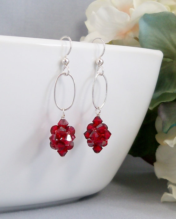 Red Crystal Station Necklace on Sterling Silver Chain Handwoven Crystal Cluster Beads 26 Inch Long Crystal Tin Cup Necklace July Jewelry Etsy Australia