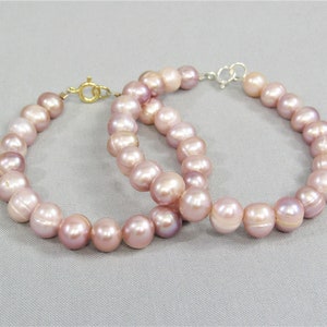 Natural Pink Pearl Bead Bracelet, Sterling Silver or 14K Gold Fill Clasp, 8mm Real Freshwater Pearl Jewelry,