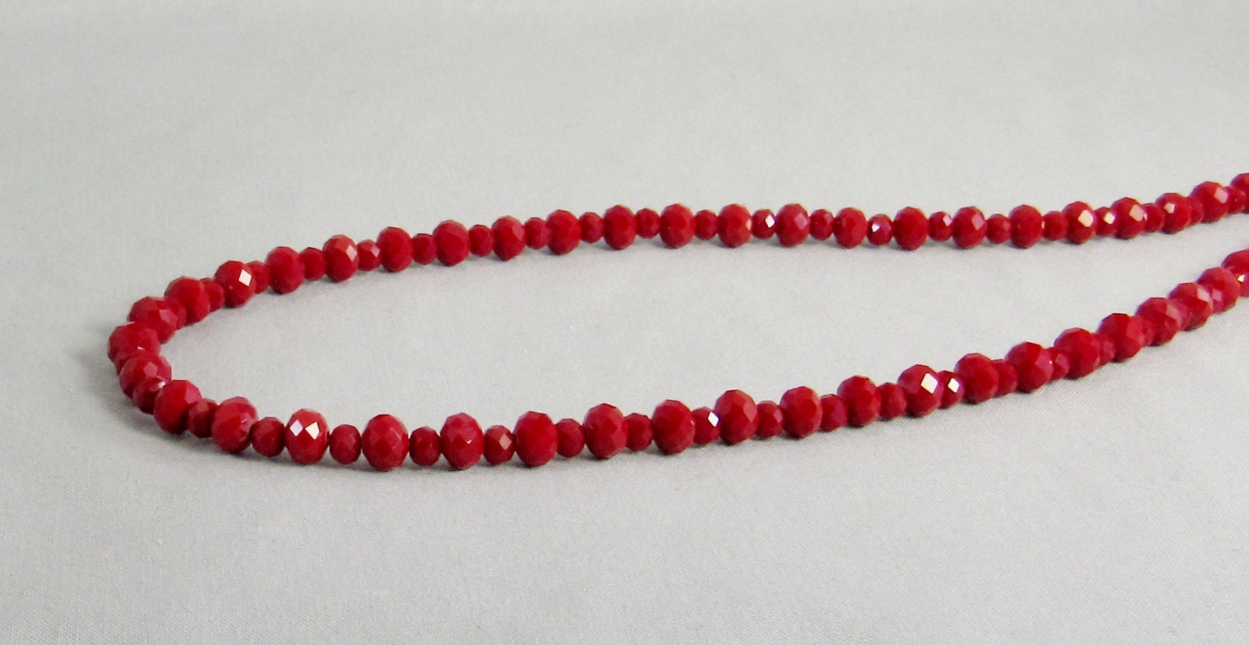 Long Red Crystal Bead Necklace With Clasp Disability Etsy