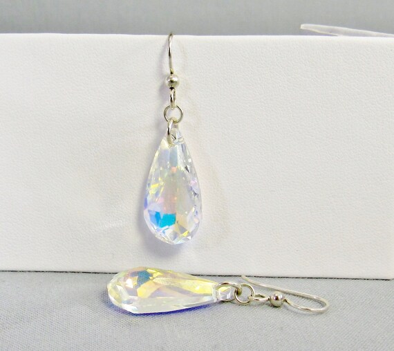 Aurora Borealis Thistle Teardrop Crystal earrings