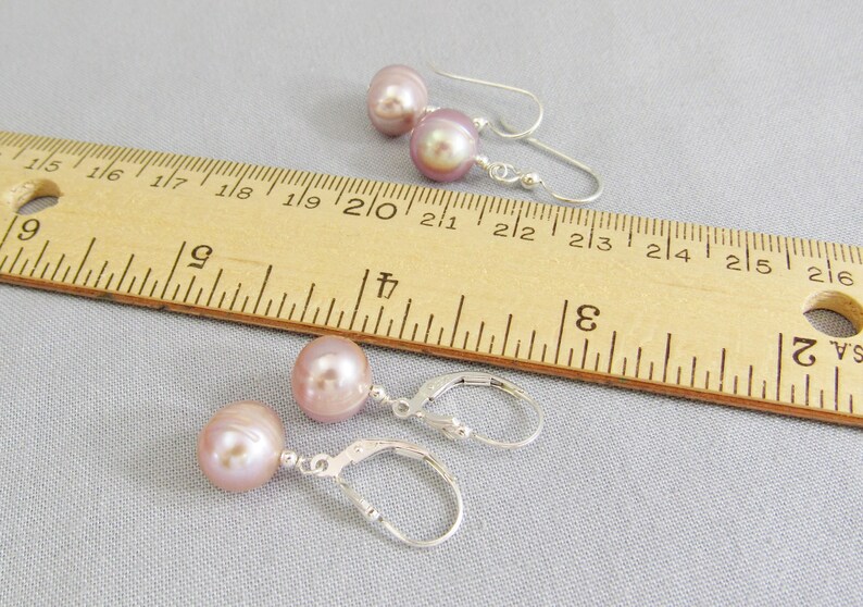 Blush Pink Freshwater Pearl Jewelry Single Pink Pearl Dangle Earrings Sterling Silver Classic Everyday Mauve Lavender Potato Pearl Drops