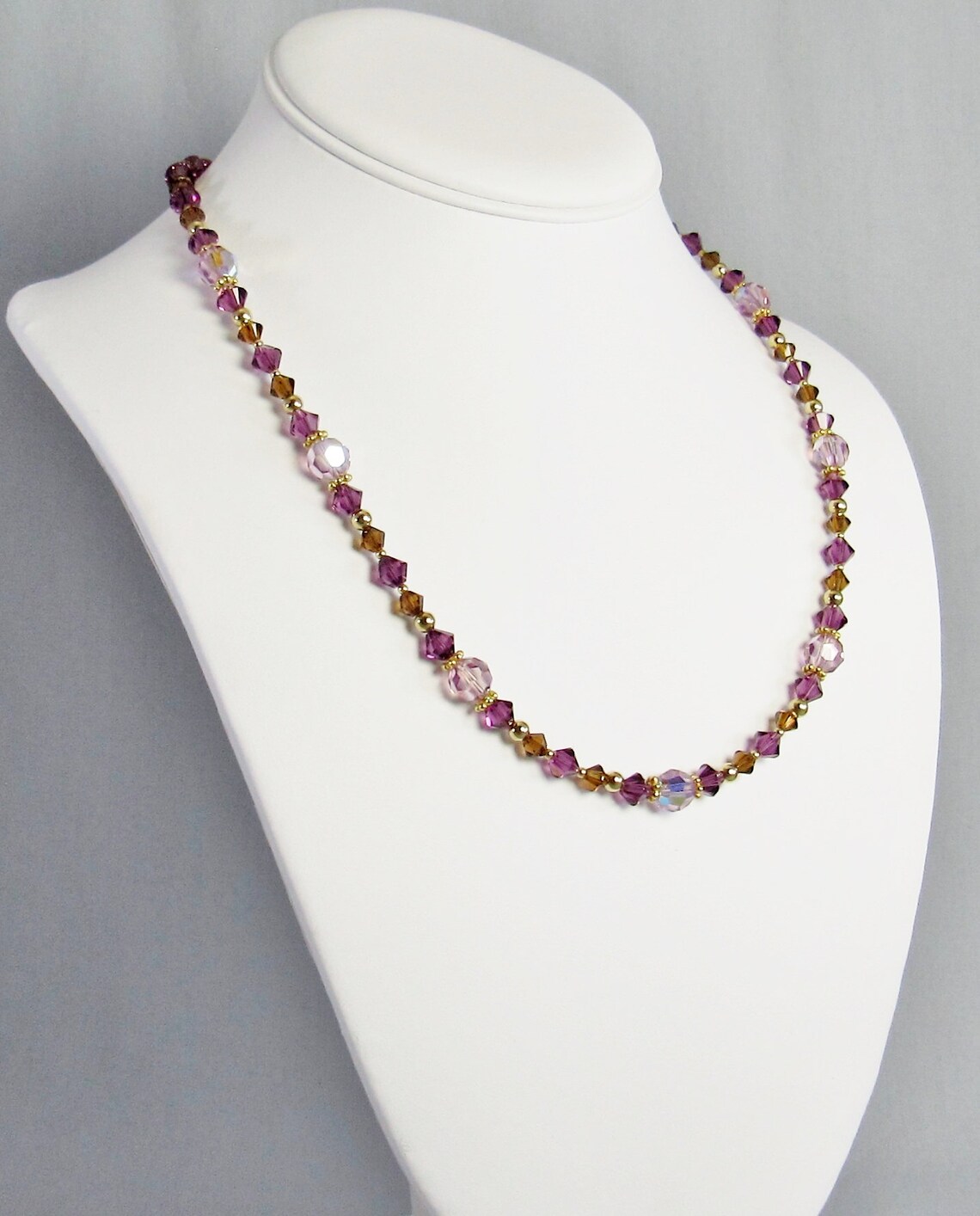 Purple Jewel Tone Crystal Necklace 14K Gold Filled & Vermeil - Etsy Sweden