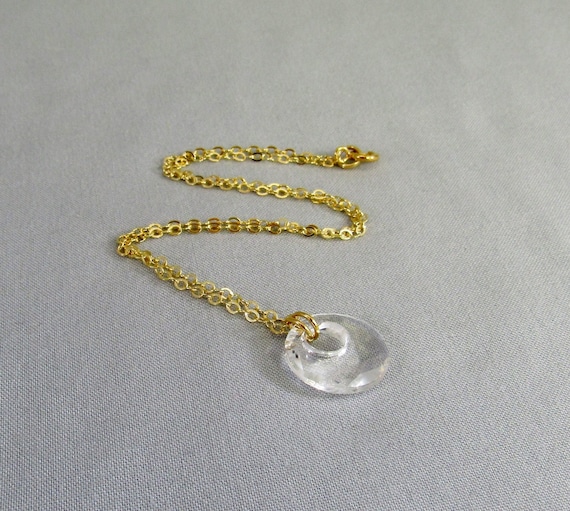 Clear Crystal Circle Pendant Necklace 