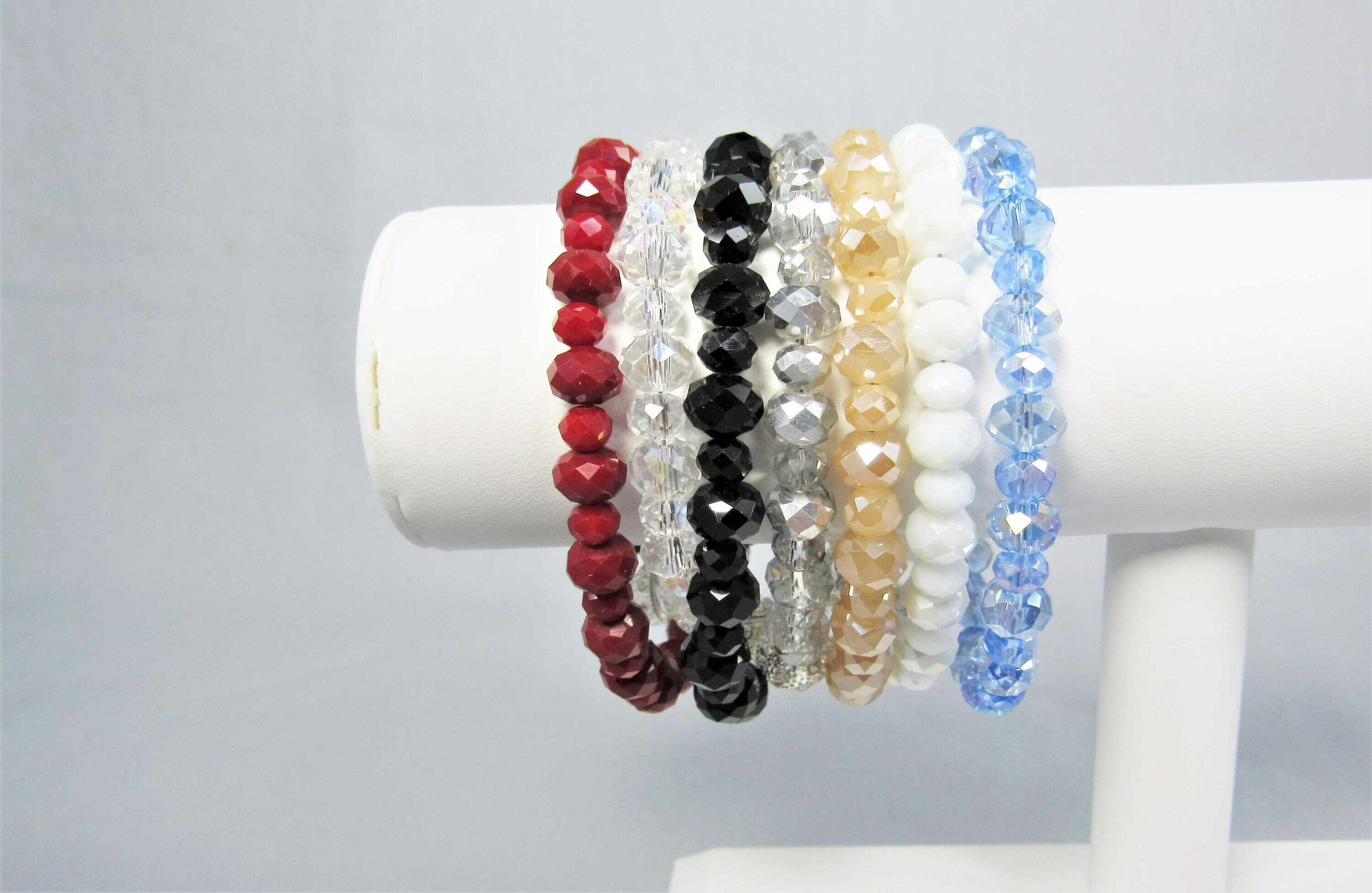 Clear Beaded Bracelet, CUSTOMIZABLE, Clear Beads, Waterproof, Choose String  Color, Party Favors, Custom 