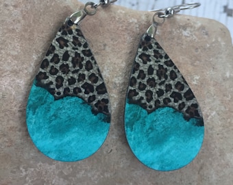 Leopard Turquoise Earrings, Leopard Turquoise Drop Earrings, Drop Earrings Leopard Turquoise, Leopard Turquoise Gift For Her, Leopard Gift