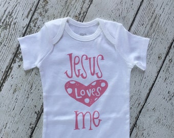 Jesus Loves Me Baby Outfit, Jesus Loves Me Bodysuit, Jesus Loves Me Gift, Birthday Gift, Baby Shower Gift, Christian Baby Gift