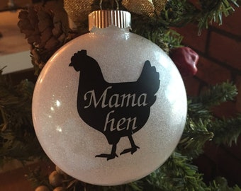 Farm Chicken Ornament, Farmhouse Chicken Ornament, Mama Hen Farm Chicken Ornament, Chicken Christmas Ornament Gift