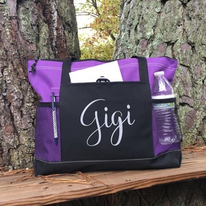 Gigi Gifts, Tote Bag Personalized, Tote Bag Personalized With Zipper, Canvas Tote Bag For Women, Canvas Tote Bag Personalized image 1