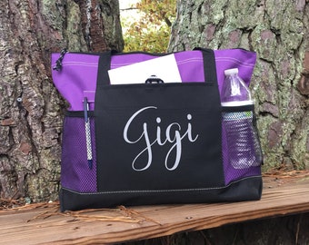 Gigi Gifts, Tote Bag Personalized, Tote Bag Personalized With Zipper, Canvas Tote Bag For Women, Canvas Tote Bag Personalized