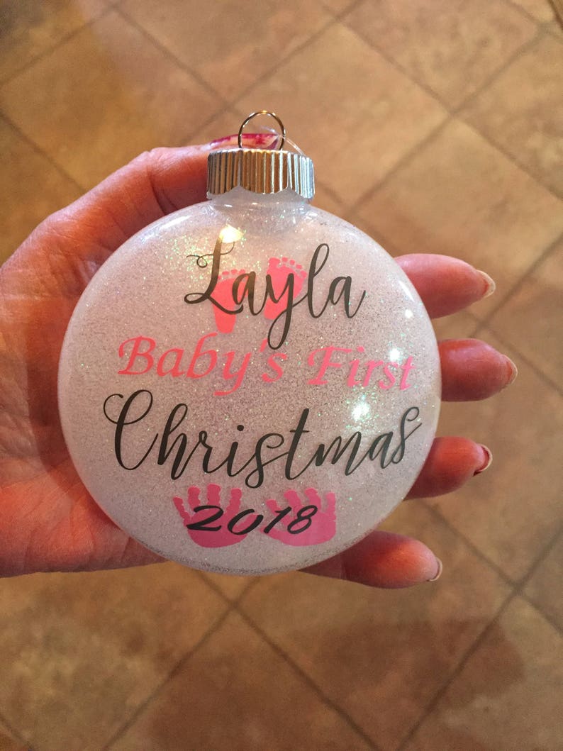 Babys First Christmas Ornament Girls 2020 Personalized Name Etsy